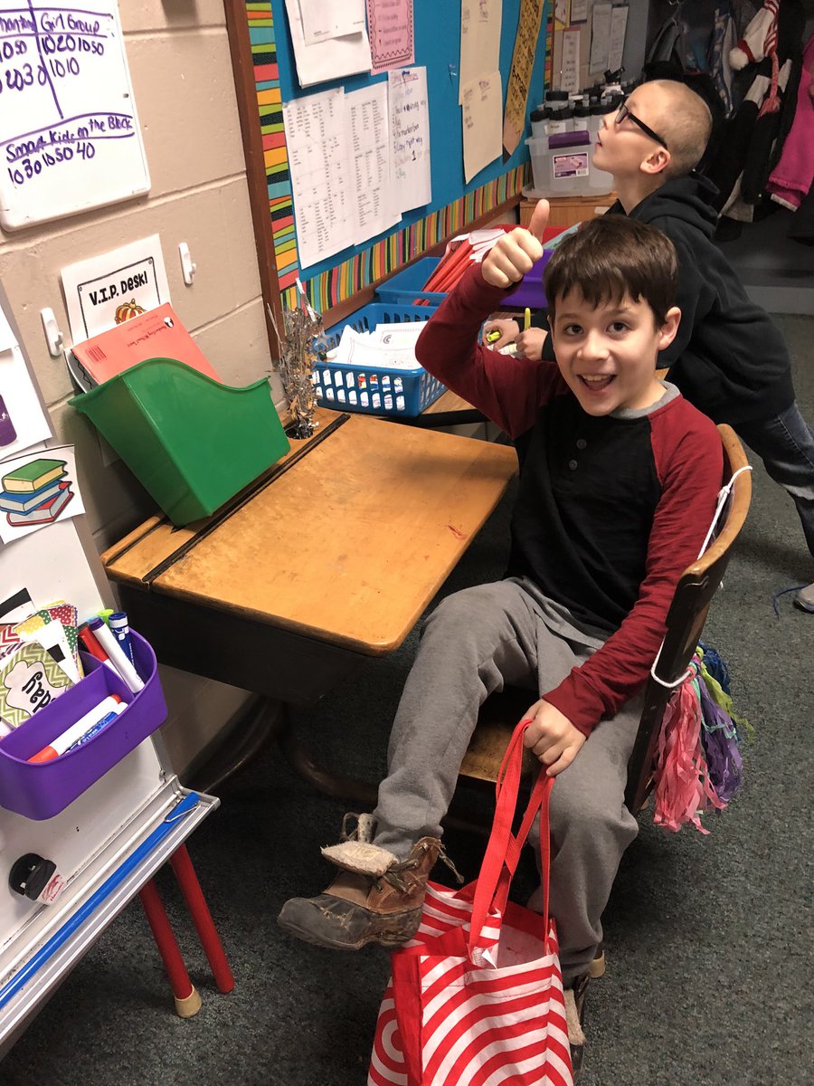 seeleysquad's tweet photo. After a long break it can be trickier to motivate good behaviors. I found this old desk for $20 and turned it into my VIP desk. Every subject I draw a stick and if that student was working hard they get to sit there. It’s been a hit! #vipdesk #PLCSgreat https://t.co/L9XmI4wgDD