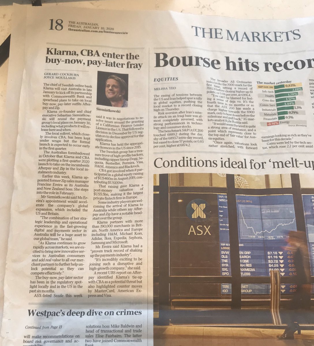 jd_sullivan's tweet photo. #payments action in #Australia with @CommBank investment in @Klarna increasing competition especially in #buynow instalments space https://t.co/uh84syL1Uz