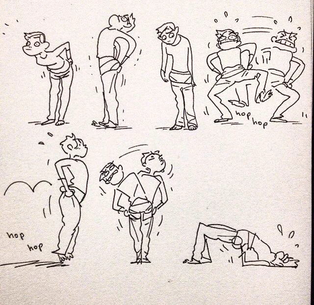 A lot of the time, art teachers try to get us to draw larger, because it helps when studying anatomy and drawing the whole figure. But I think for studying simplification/caricature, it helps a lot to draw SMALL on the page! 