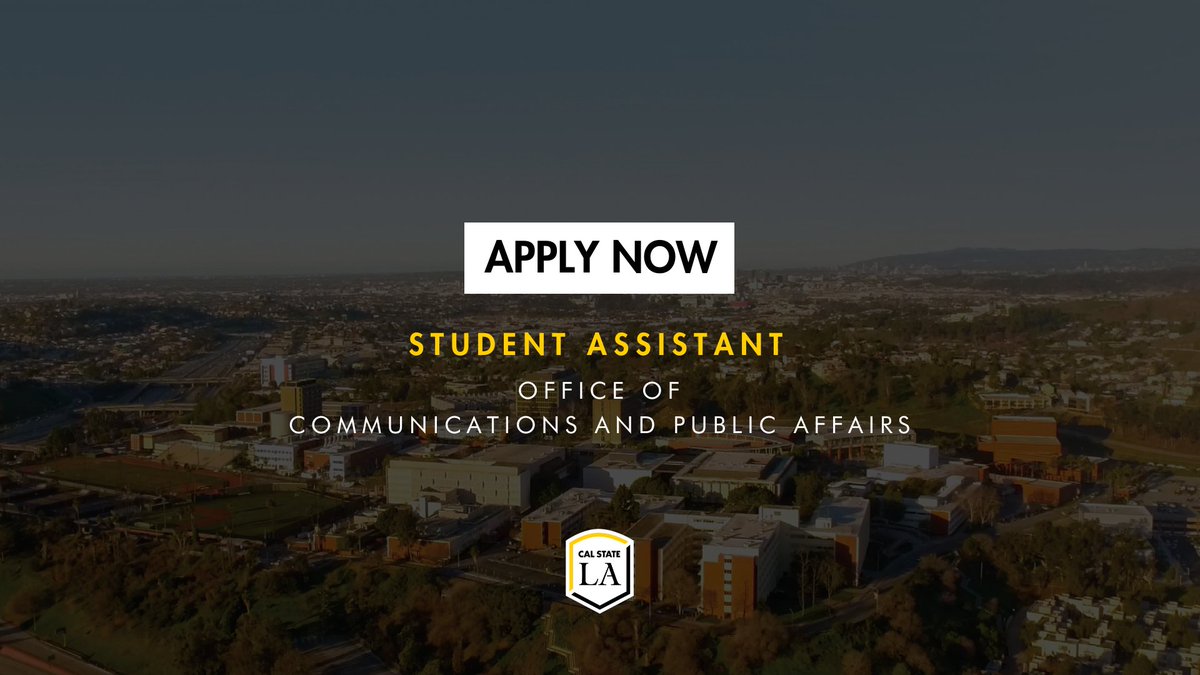 CalStateLA's tweet photo. Strong writers wanted. The #CalStateLA Office of Communications and Public Affairs is hiring a student assistant. 

Learn more and apply on the @calstatelacdctr's Handshake platform. (Job #3366813) https://t.co/OtBFP3eYu6 https://t.co/4wdiwlo8NC