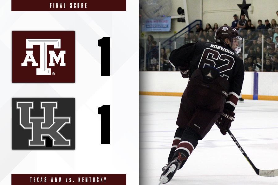 AGS...tie 🤷‍♂️ Overall a hard fought game on both sides results in an even score 👍🏼 We’ll see everyone back tomorrow as the Ags take on Louisville! #TAMUHockey #TAMUSportClubs
