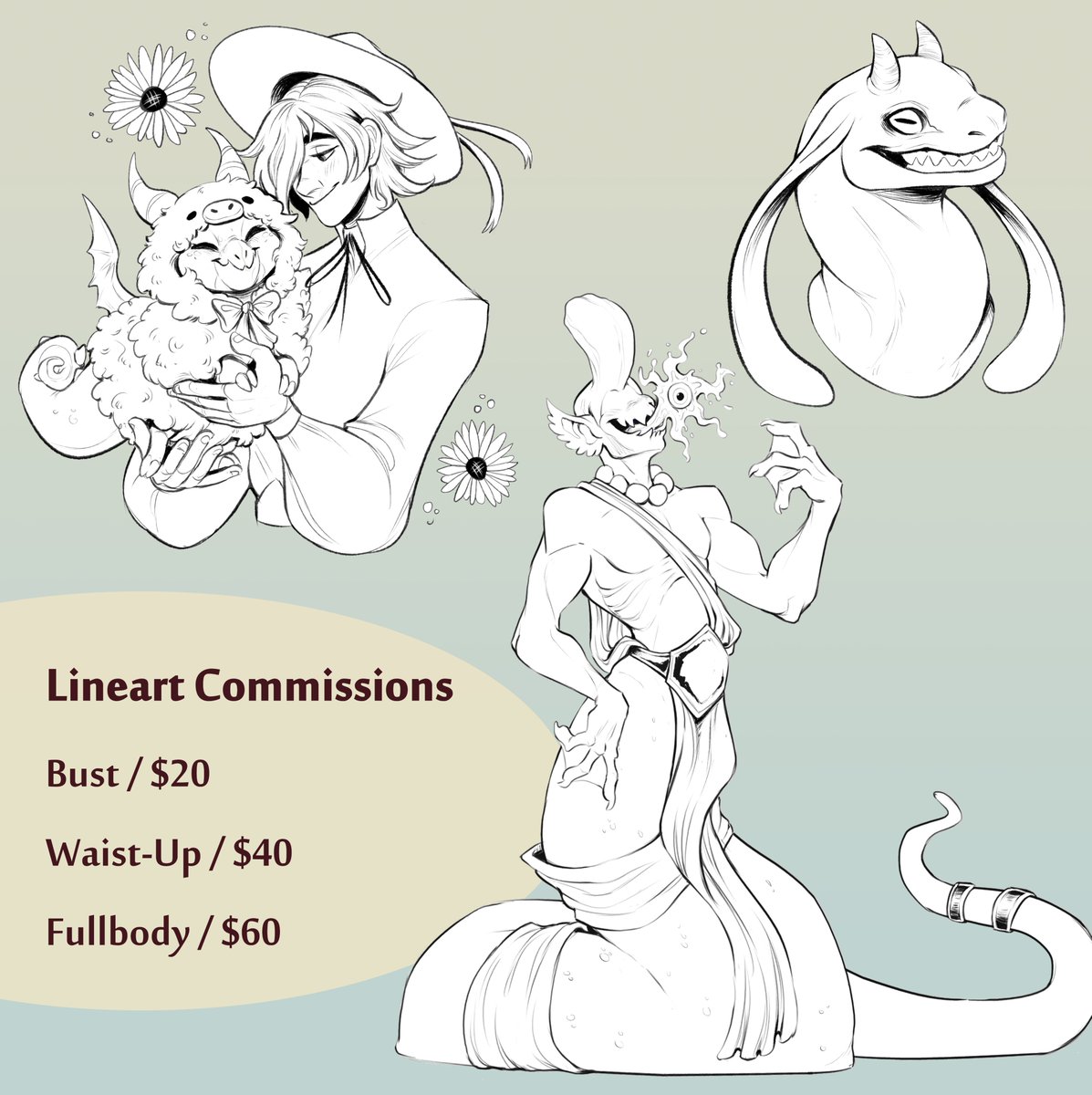 ✨ Hey ya'll, I'm open for some lineart commissions!! ✨

Monotone BG + Transparent versions are both available, in case you'd like to color it! ^^

Order + TOS here!~
https://t.co/ltcL7BXLSA 