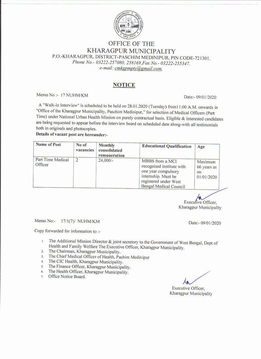 KGPMunicipality's tweet photo. Employment Notice - NUHM https://t.co/L1FRR6hkK2