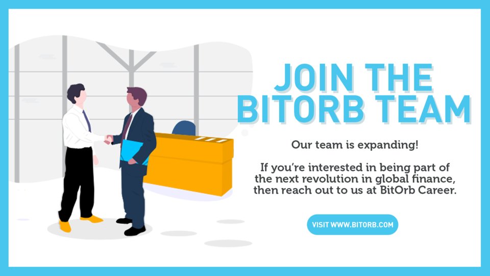 BitOrb_official's tweet photo. BitOrb is on the hunt for talented people to join our team!
We have various roles available which might just suit you. Check out all our vacancies at https://t.co/yZiEFUKjMf
Don't see anything for you? Drop us your resume anyway!
#BitOrb #BitOrbOffice #BitOrbers #Hiring https://t.co/r4KAlOPXmq
