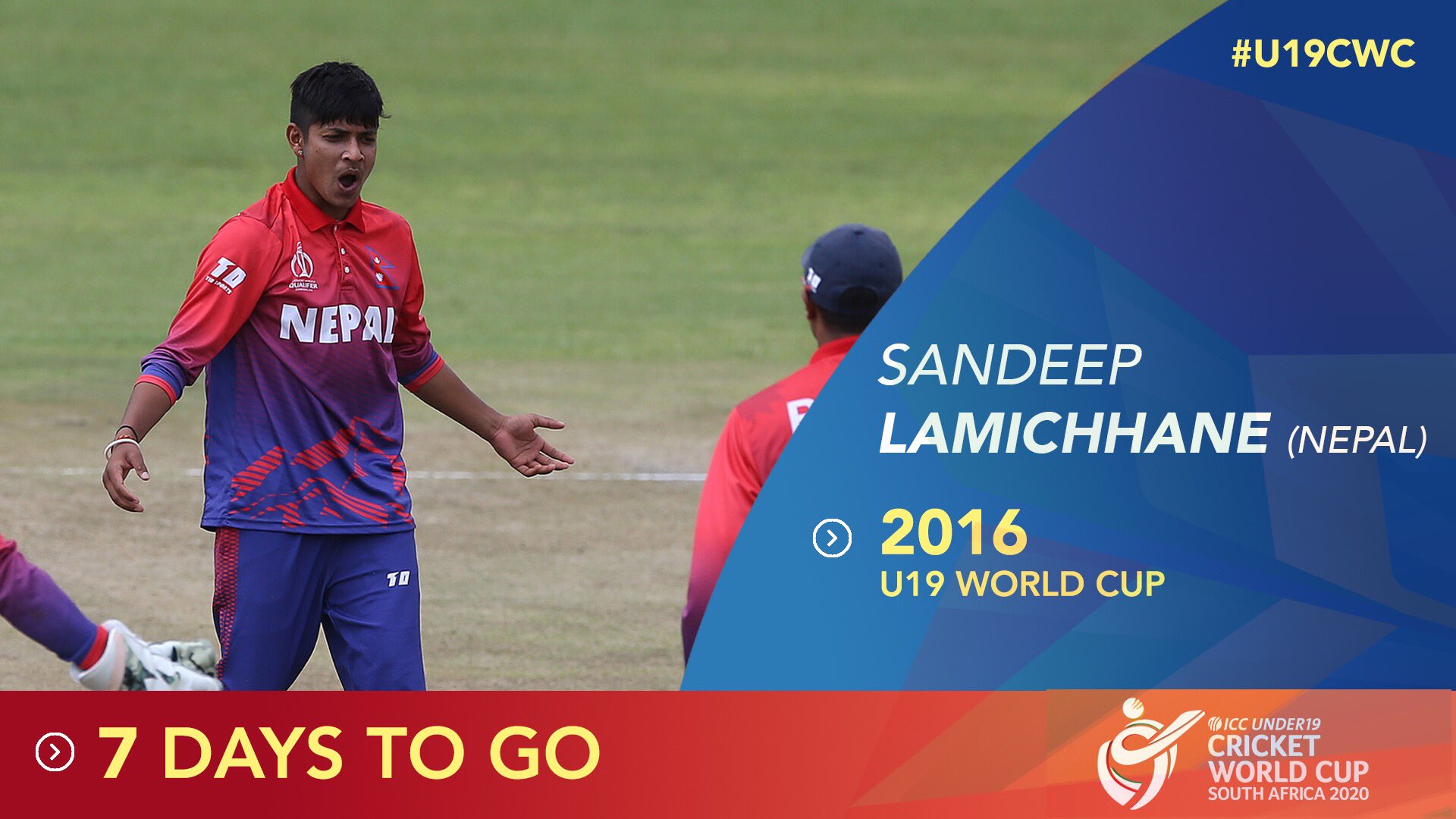 Cricket World Cup 7 Days To Go For Icc U19 Cricket World Cup Star Nepal Spinner Iamsandeep25 Featured In The 16 U19cwc He Was The Second Highest Wicket Taker With 14