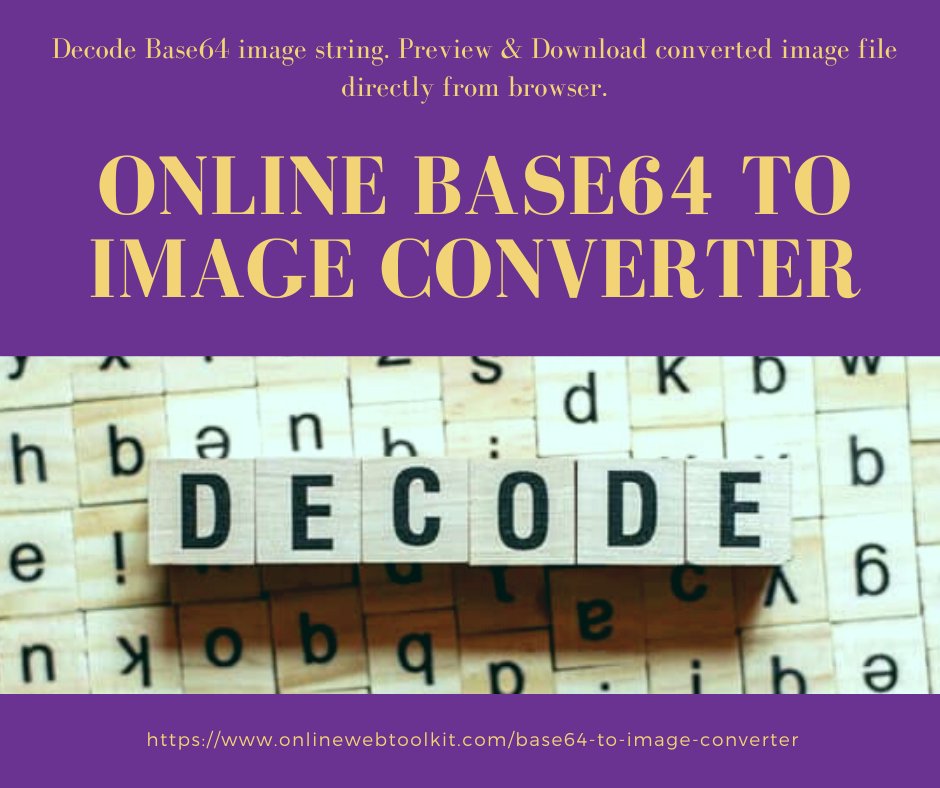 newsmedialists's tweet image. onlinewebtoolkit.com/base64-to-imag…

Online Base64 String to Image Generator

Simplest image base64 decoder is a free decoding tool which allows you to decode Base64 as image and preview it directly in the browser and download.

#onlinewebtoolkit #seo_tool #encoder #decoder #base64