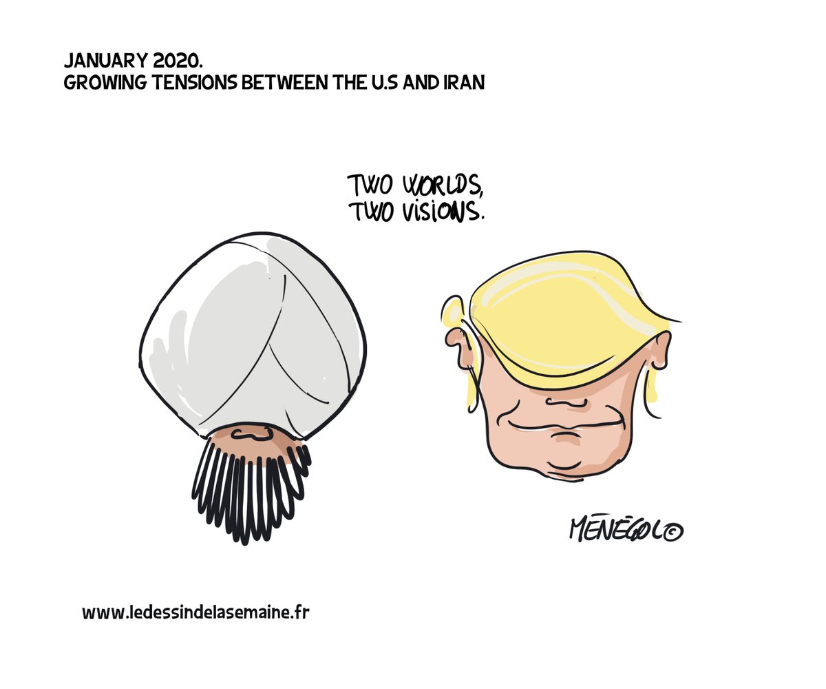 MenegolLeDessin's tweet photo. Growing tensions between The U.S and Iran. #USAVSIRAN https://t.co/xETaJVs3ui