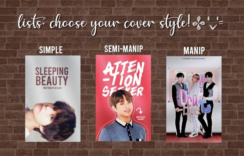 haloO! (●'▽'●)ゝ jadi aku pernah ikut kelas graphic wp, dan sempet buka covershop juga. karena gabut, skrg aku pen buat cover lg. tanpa payment / gratis. mungkin penulis kv di sini ada yg mau buat cover ceritanya? syaratnya cm kasih credit di desc cerita kalian, kok. 💗 [kvf]