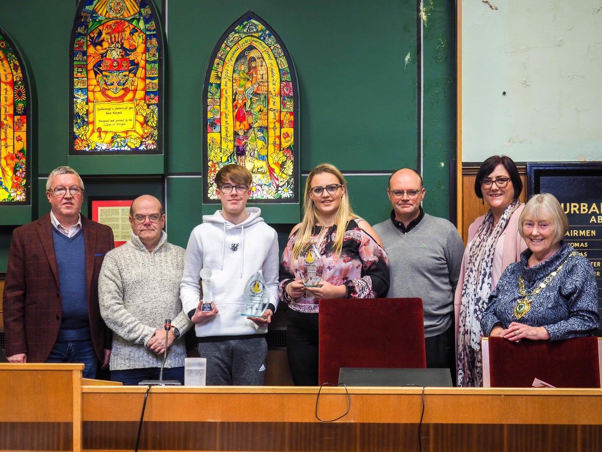 Sporting Award winners from Abergele visiting the mayor and councillors of Abergele town council. Putting Abergele on the map. So proud of my son what he has achieved for volunteering for cricket last year. Keep it up