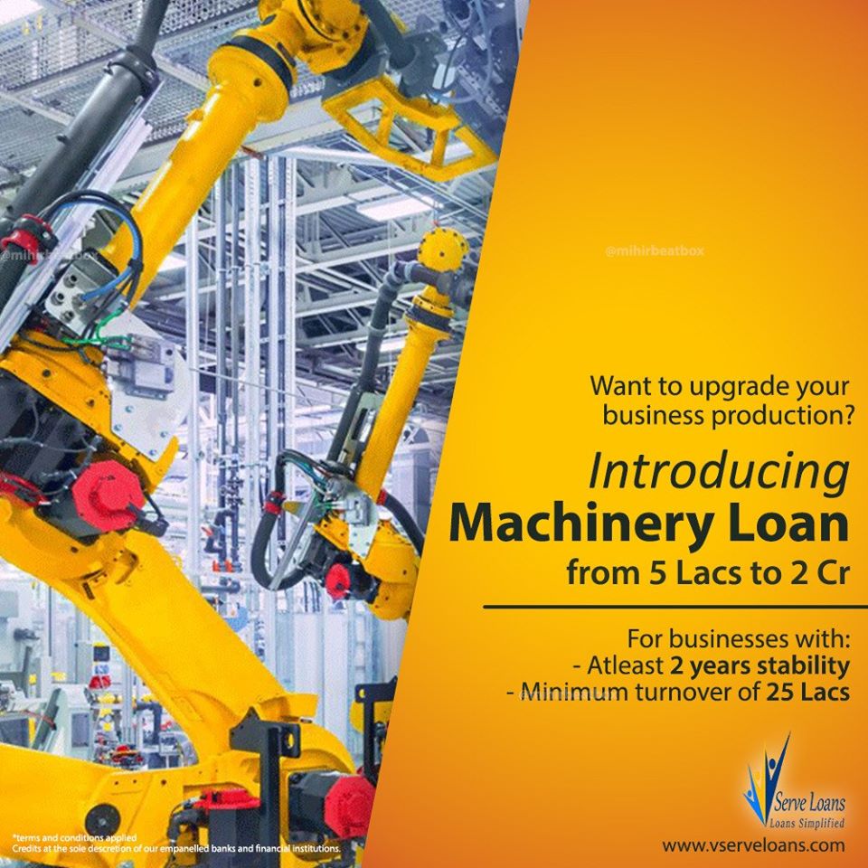 Machinery Loan Rs 5 lacs to 2 Crores.Amazing support for the #businessowners to expand your production. Minimum turnover Rs 25 lacs.#LowestInterestrate #machineryloan #businessexpansion #productionexpansion #industryloan #smallindustryloan #loanforindustries #industrialloan