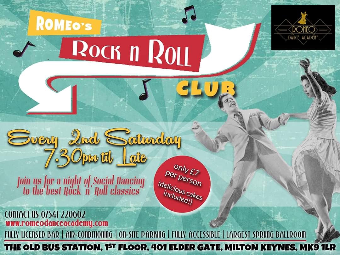 R O C K  N  R O L L  I S  B A C K❗😎
See you 7.30pm tomorrow night for just £7 on the door you'll get a great evening full of Rock n Roll classics brought to you by DJ Stuart Everett with free cake included 🍰 

#RomeoDanceAcademy #strictly #rocknroll #rocknrollmusic #jivedance