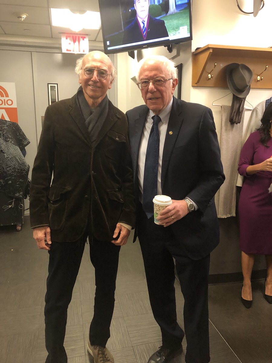 Bernie upon seeing Larry David at Today show: 'Cousin!!'