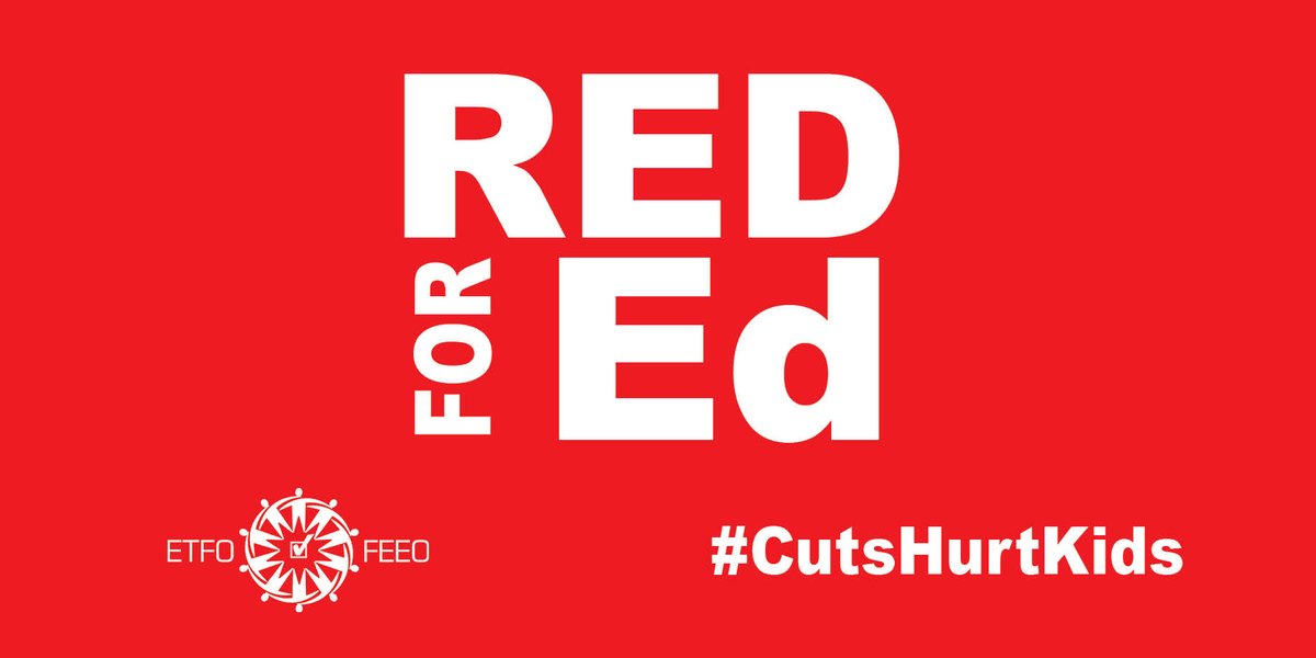 Today is the 1st #RedforEd Friday post the school break. Let's send a united message that there is strong support to defend and protect Ontario's world-class public education system. 

Pls share and RT posts to make some social noise with #ETFOStrong and #CutsHurtKids