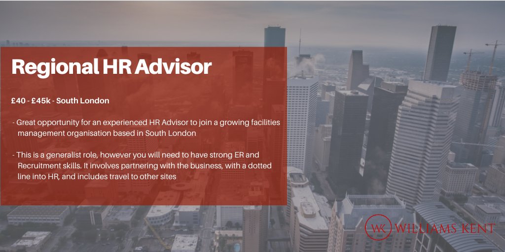 Williams Kent Ltd (@williamskenthr) on Twitter photo We have a great opportunity for an experienced HR Advisor to join a facilities management organisation in South London. This is a perfect role for someone looking to take the next step in their career. If you're interested please send us an email: contact@williams-kent.com #hr We have a great opportunity for an experienced HR Advisor to join a facilities management organisation in South London. This is a perfect role for someone looking to take the next step in their career. If you're interested please send us an email: contact@williams-kent.com #hr