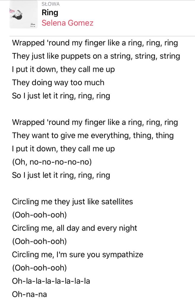 Selena Gomez Worldwide on Twitter "Ring lyrics RareOutNow…