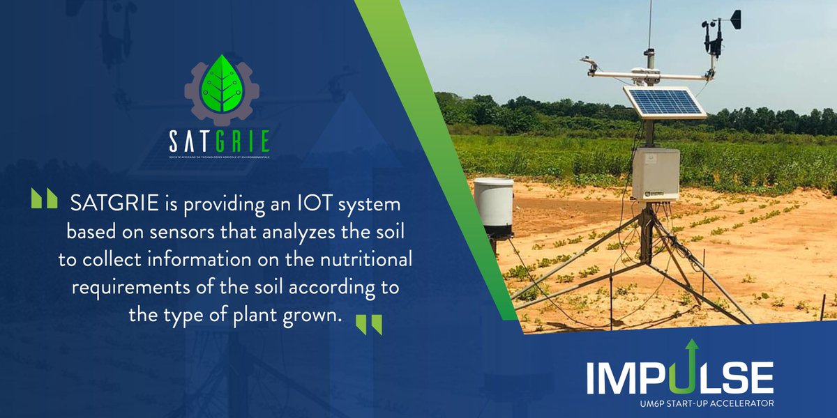 Impulse_startup's tweet photo. And now, please welcome #SATGRIE 🙌🏾

SATGRIE is providing an IOT system based on sensors that analyzes the soil to collect information on the nutritional requirements of the soil according to the type of plant grown. https://t.co/SkELO6HH1a