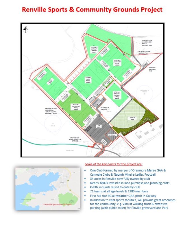 GAAMareeOran's tweet photo. Renville Sports &amp; Community Grounds has been awarded a €2.1 million Large Scale Sports Infrastructure Fund (LSSIF) grant by The Department of Transport, Tourism and Sport. 

Well done to all involved in this community project! https://t.co/QbJbgvXepS