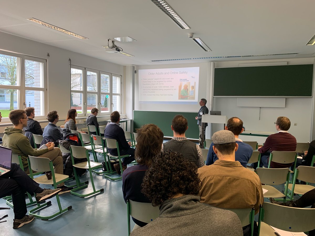 FraunhoferAISEC's tweet photo. Eran Toch, Tel Aviv University, Privacy and Security for Everyone - How Communities can Help Older Adults Protect their Data: Online Risks for elderly people are leading to technology avoidance and social
exclusion #uspday @FU_Berlin @FraunhoferAISEC @oldtautwit https://t.co/a6jdvCnEQ8