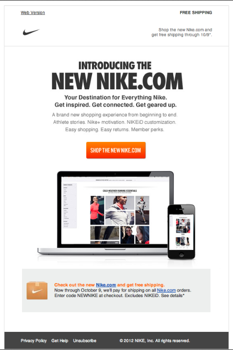 ReVerb on Twitter: "#7 COMPANY NEWSLETTER TYPE. ANNOUNCEMENT OF UPDATES 📢 Purpose. Notify customers of new products, features or services. It's one of favorite announcement newsletter examples prepared by Nike 👇 #