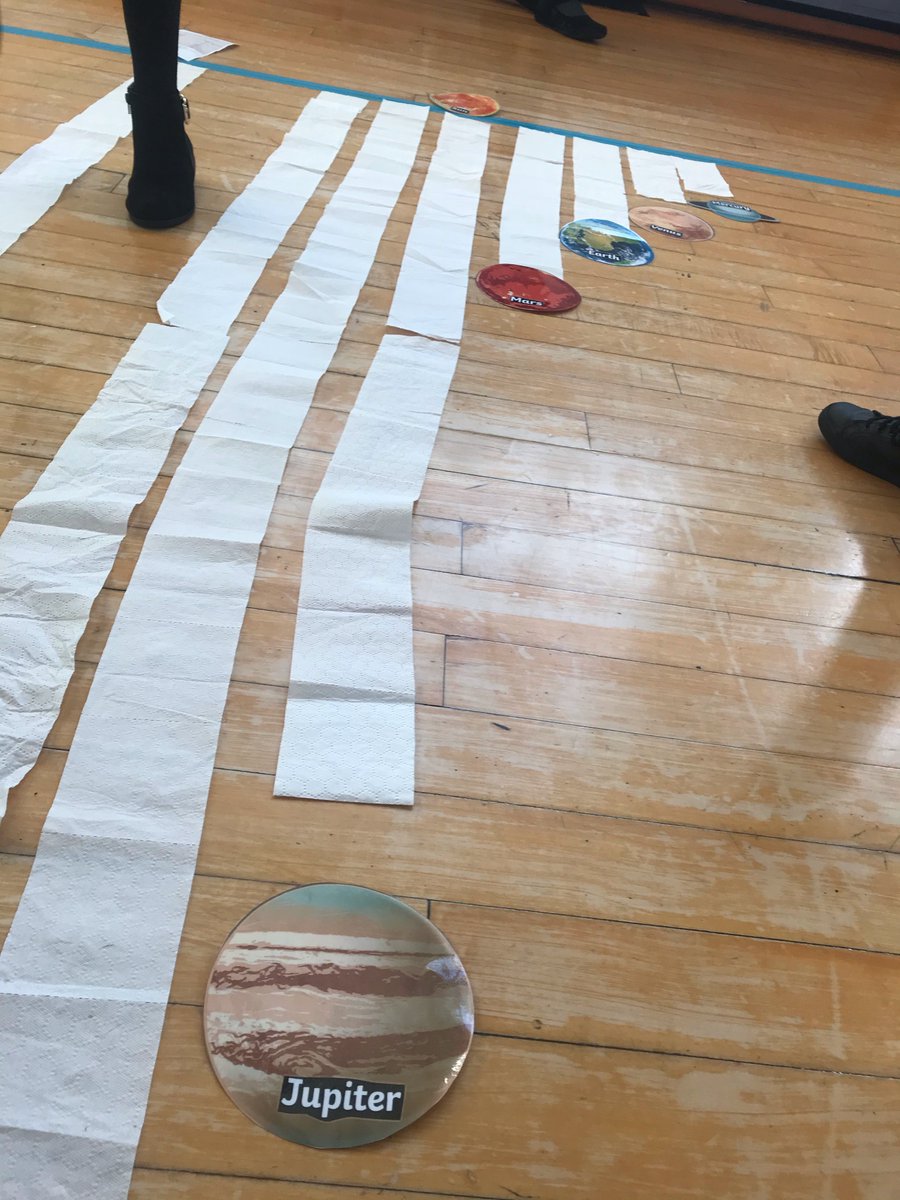 JuniorNewbridge's tweet photo. Year 5 Engage Day. 
How far are we from the sun?
Year 5 created the distance from the sun and the planet with toilet paper strips.
Each square was worth roughly 30 million km. 
#TeamNewbridge #Knowledgeiskey #Engageday ##ProudToBeTSATPortsmouth #attendancematters https://t.co/0YkBfyDtAr