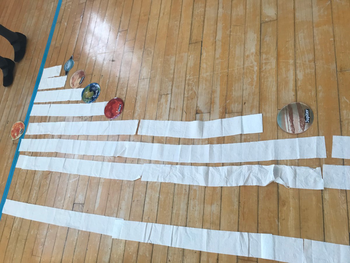 JuniorNewbridge's tweet photo. Year 5 Engage Day. 
How far are we from the sun?
Year 5 created the distance from the sun and the planet with toilet paper strips.
Each square was worth roughly 30 million km. 
#TeamNewbridge #Knowledgeiskey #Engageday ##ProudToBeTSATPortsmouth #attendancematters https://t.co/0YkBfyDtAr