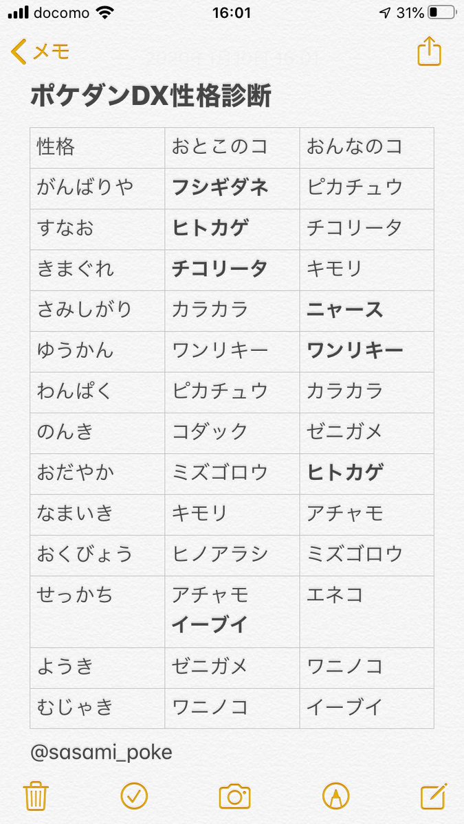 ささみぽんズ ポケモン折り紙 ポケダンdx性格診断検証しました 太字が赤青から変更されています せっかちなおとこのコの場合 アチャモとイーブイの両方が確認できました ポケモンダンジョンdx