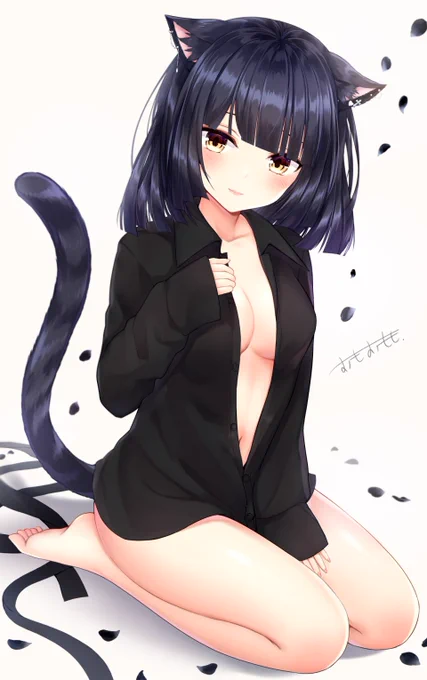 彼シャツな黒猫娘
#オリジナル 