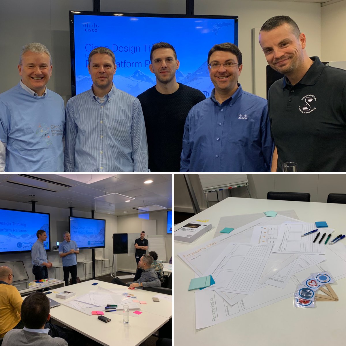 hdepra's tweet photo. Starting a new day to unlock the power of Intent Based Networking with our partners using design thinking and diversity. The DNA design thinking workshop is looking promising. Co-creation in action with 5 teams, 25 participants, 5 coaches #CiscoDNA #IntentBasedNetworking https://t.co/cZgj5p65OM