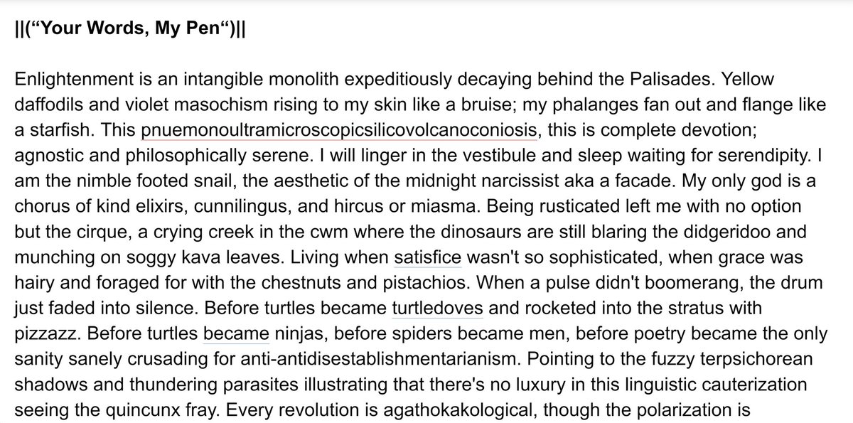 JohnPMaurer's tweet photo. I will try to tweet a better image of the poem, but here it is, the poem containing the 150 words you gave to me! this took me the better part of my entire day, so I hope you enjoy it! https://t.co/zmkWVr866n