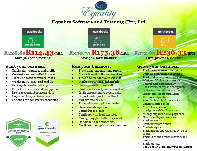 EqualityAccount's tweet photo. The #1 online accounting solution in the world. Join over 5.6 million small to medium sized businesses that use QuickBooks online to keep their financials in check. Check out these incredible packages:
#http://equalitysoftware.co.za/
#https://www.facebook.com/EqualitySoftware/ https://t.co/0zWBJJsRks