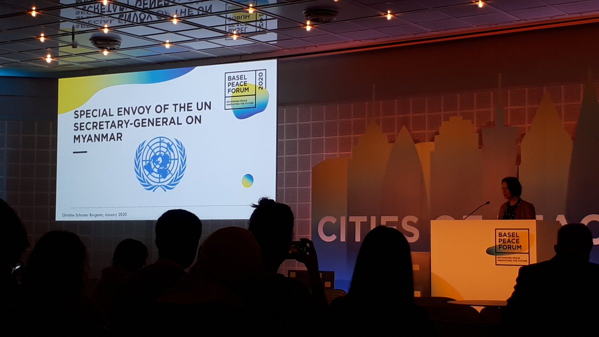 Christine Schraner Burgener, <a href="/UN/">United Nations</a> Special Envoy on #Myanmar, tells that when she started her mandate, she took the time for building #trust with all parties involved, in order to be able to be a bridge @Basel_peace @CAUXIofC #trytrust #Peace #mediation