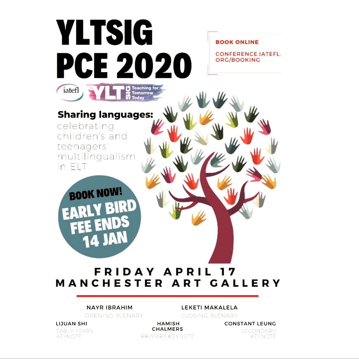 iatefl_yltsig's tweet photo. Don't delay, register with the early bird discount today!! Ends 14/01/2020
#yltsigpce #iateflconference
#iatefl2020 #mancs2020 https://t.co/i9EwLuhN6s