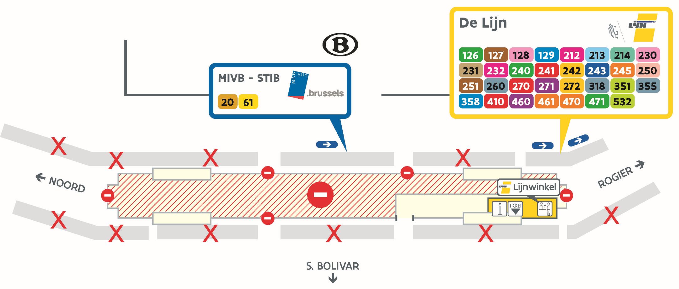 De Twitter: "#Herinnering #Brussel Neem je de bussen van #DeLijn aan #BrusselNoord? Alle buslijnen vertrekken nu aan het vernieuwde opstapperron kant Rogier. https://t.co/wMidIcbYyI" / Twitter