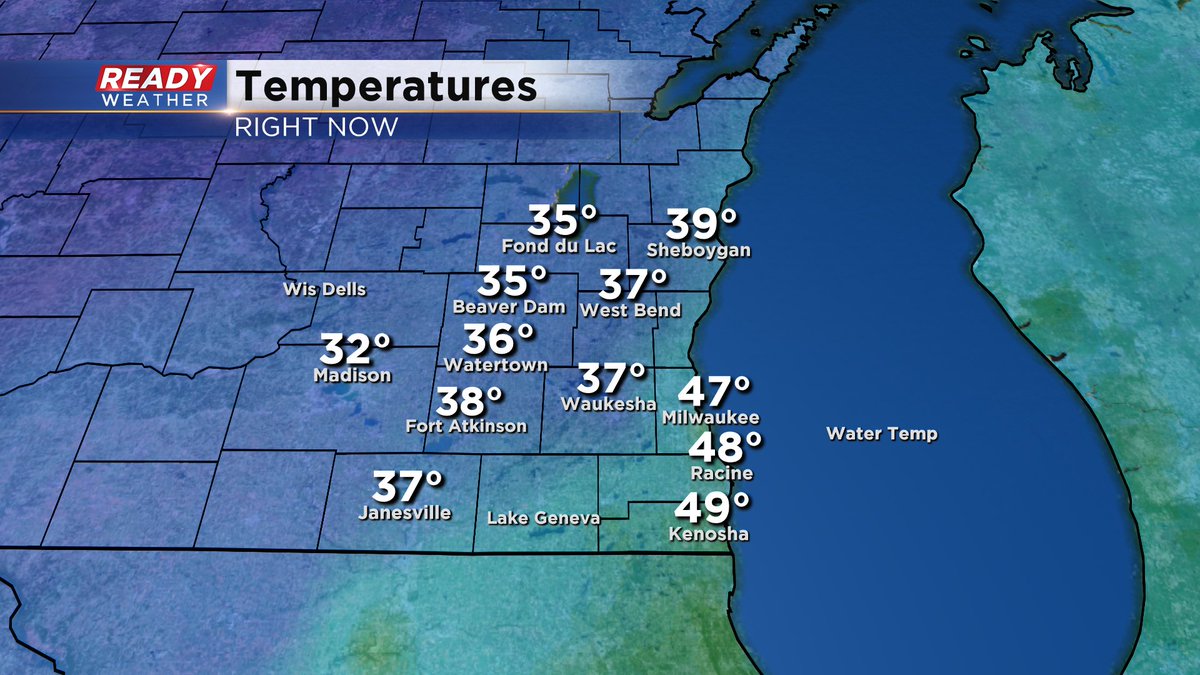 JustinTGee's tweet photo. A VERY mild start this morning but temps are cooling as a cold front passes through. Hard to believe we see a wintry mix and snow by later today. Detials on amounts, timing and impacts starting at 4:30 Am on #CBS58AM #readywx https://t.co/nEl8yVbGW8