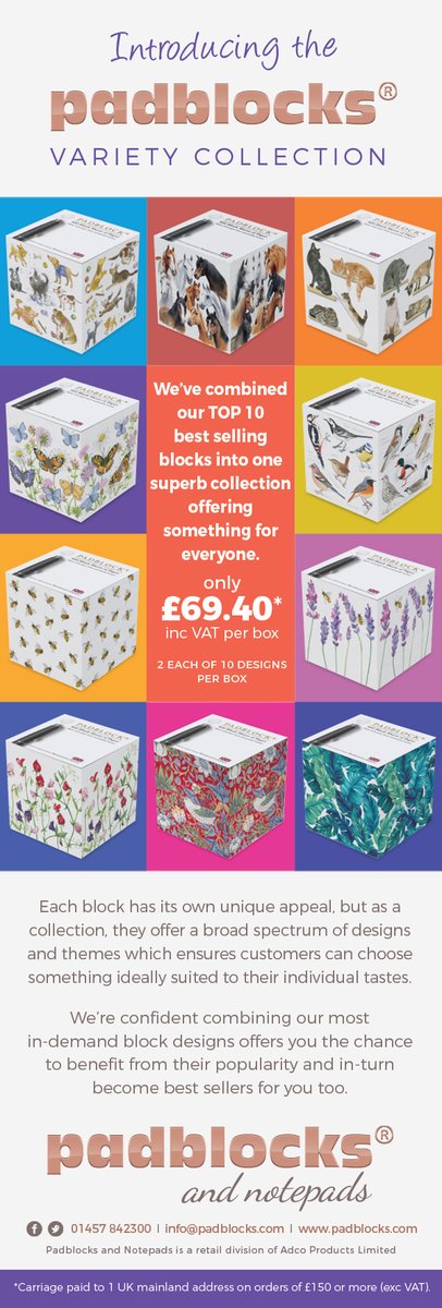 padblocks's tweet image. Not sure which designs would be popular with your customers? Then our variety box is ideal for you to trial 10 of our most popular designs! #VarietyBox #Padblocks #IdealForGiftShops