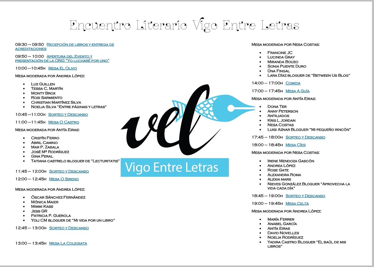 Andrealosab's tweet photo. Ya tenemos listo el programa del #VEL2020, tanto mis compañeras Antia Eiras, Nesa Costas como yo, trabajamos a toda máquina para que tod@s l@s que os animéis a acompañarnos ese día disfrutéis mucho y os quedéis con ganas de más. ¡Nosotras estamos deseando que sea 18 de Enero! https://t.co/HhjNJa9HA8