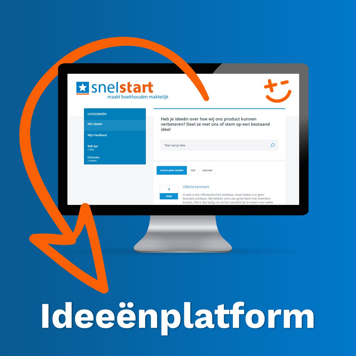 Samen met jou maken wij SnelStart beter. Wij zijn benieuwd welke functionaliteiten jij mist in het pakket. Daarvoor is het ideeënplatform ontwikkeld. Dus heb jij een goed idee? Deel het! hubs.ly/H0mwCqG0