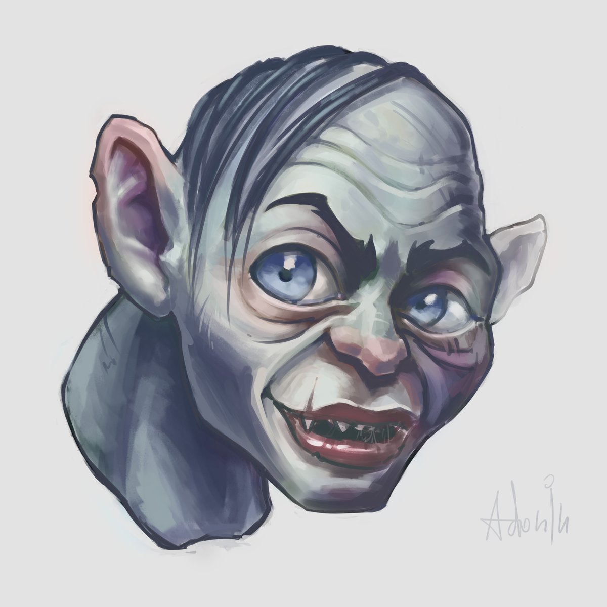 datuiren's tweet photo. My new art) Gollum portrait.#gollum #LordOfTheRings #hobbit https://t.co/Bl5i2ALvAE