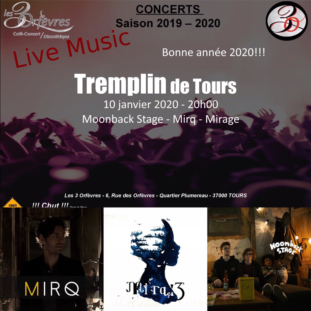 Les3Oconcerts's tweet photo. Rdv ce soir!! Billetterie tarif réduit ouverte jusqu’à 18h:-) #tours
#indreetloire #sortiratours #3orfevres #les3orfevres https://t.co/0liedG1i43