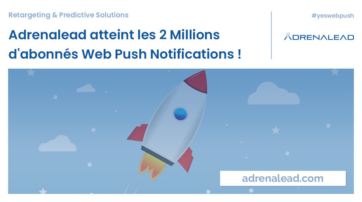 AdrenaleadL's tweet photo. 🚀[NEWS] @AdrenaleadL franchit un nouveau cap sur ce levier digital pour les e-commerçants / retailers!
Découvrez la 1ère plateforme marketing de ciblage intelligent
et d'engagement clients par Web Push Notifications.
#yeswebpush
#goadrenalead https://t.co/vjxqAQhWWw