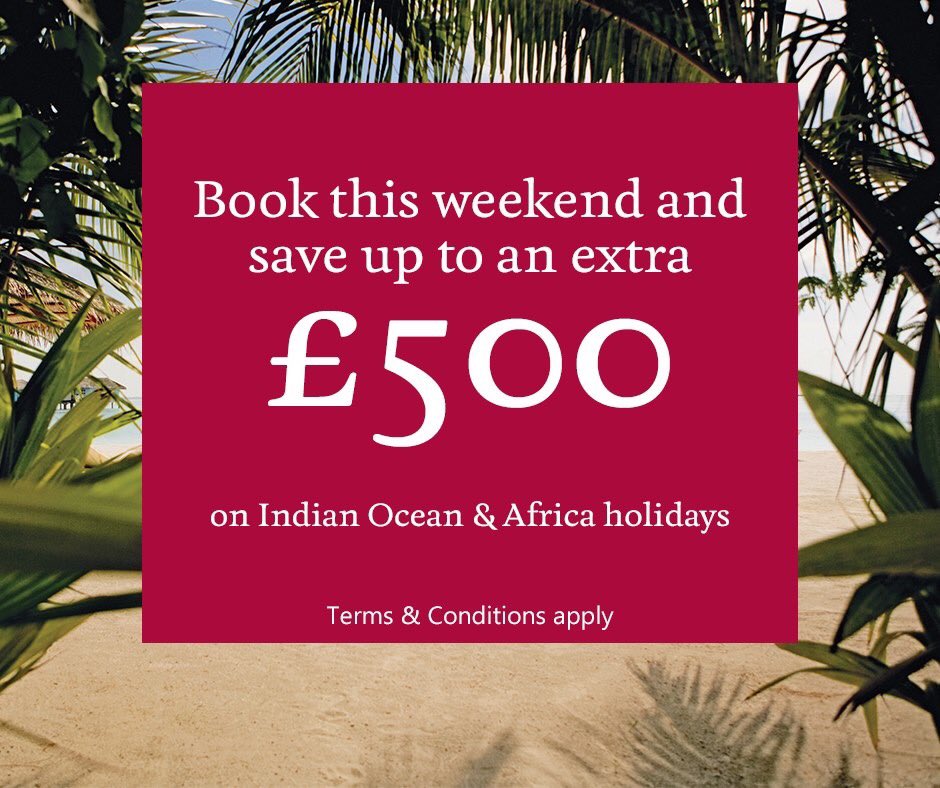 KuoniMKeynes's tweet photo. Wow! amazing offer valid this weekend, come in and visit our personal travel experts to craft your amazing escape #kuoni #kuonisale #indianocean #africa terms and conditions apply https://t.co/dCD7C8bCW3