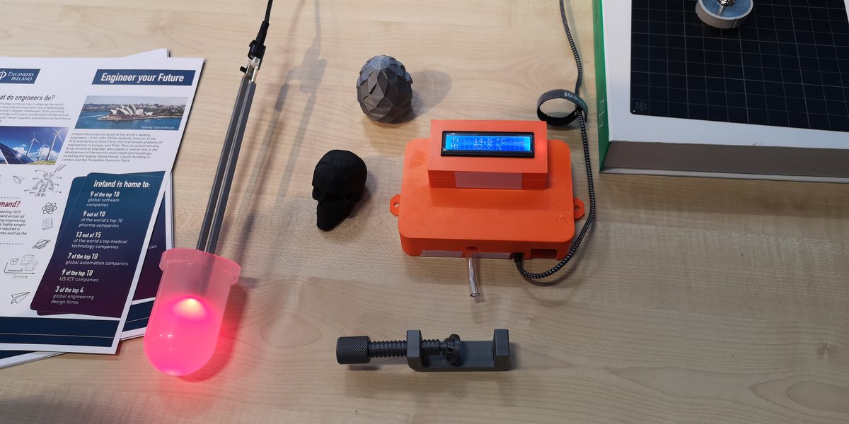 Jeffrey_Roe's tweet image. I have a @luftdaten air quality sensor and a #giantLED from @PartFusion as props to talk about software &amp;amp; electronic engineering to the visitors to the @EngineerIreland stand at the @BTYSTE today.