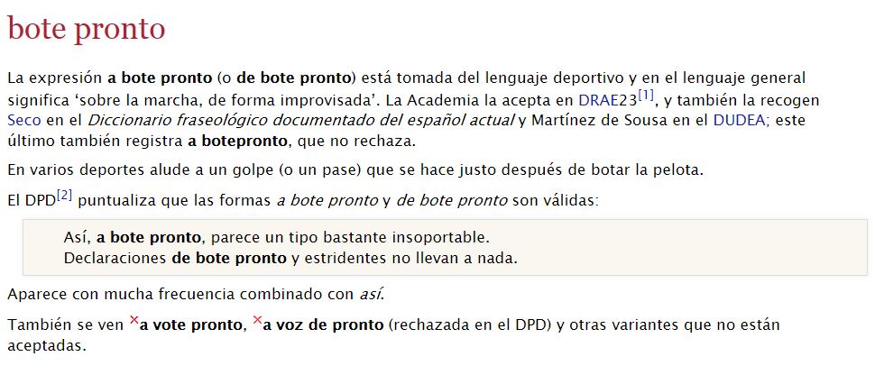 pecador revisión encuesta FundéuRAE on Twitter: "Significado, origen y usos de la expresión «a bote pronto» (o «de bote pronto»). #Wikilengua https://t.co/uAUZl9uEyu https://t.co/eL1F6GBP7A" / Twitter pecador revisión encuesta FundéuRAE on Twitter: "Significado, origen y usos de la expresión «a bote pronto» (o «de bote pronto»). #Wikilengua https://t.co/uAUZl9uEyu https://t.co/eL1F6GBP7A" / Twitter
