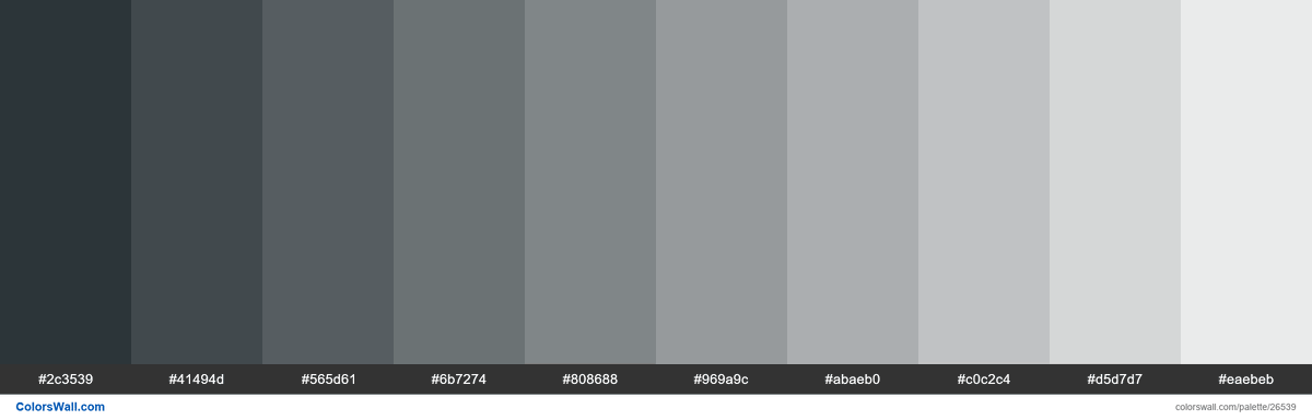 colorswall on X: Tints of Gunmetal color #2C3539 hex #2c3539