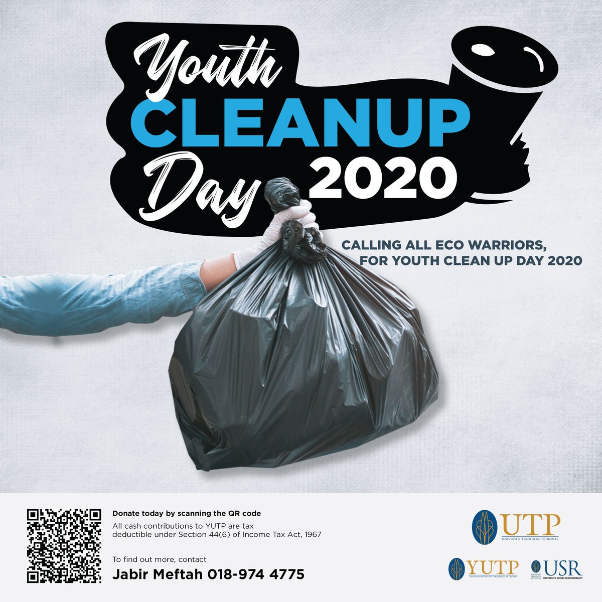 UTPOfficial's tweet photo. Join the Youth Cleanup Day 2020 to save the earth from trash! We can make it happen together, just scan the QR code or go to https://t.co/jHufgE1tpQ to donate today
#UTPinMe #UnlockingTruePotential https://t.co/yo7vuaG74T