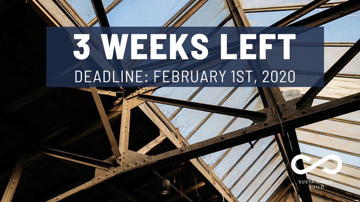 COUNTDOWN: We are closing for applications in three weeks! Don't miss this opportunity, if you – or someone you know – have a solution that encourages sustainable lives in buildings, then apply before the 1st of February, at sustainablebuild.dk/challenge/chal…