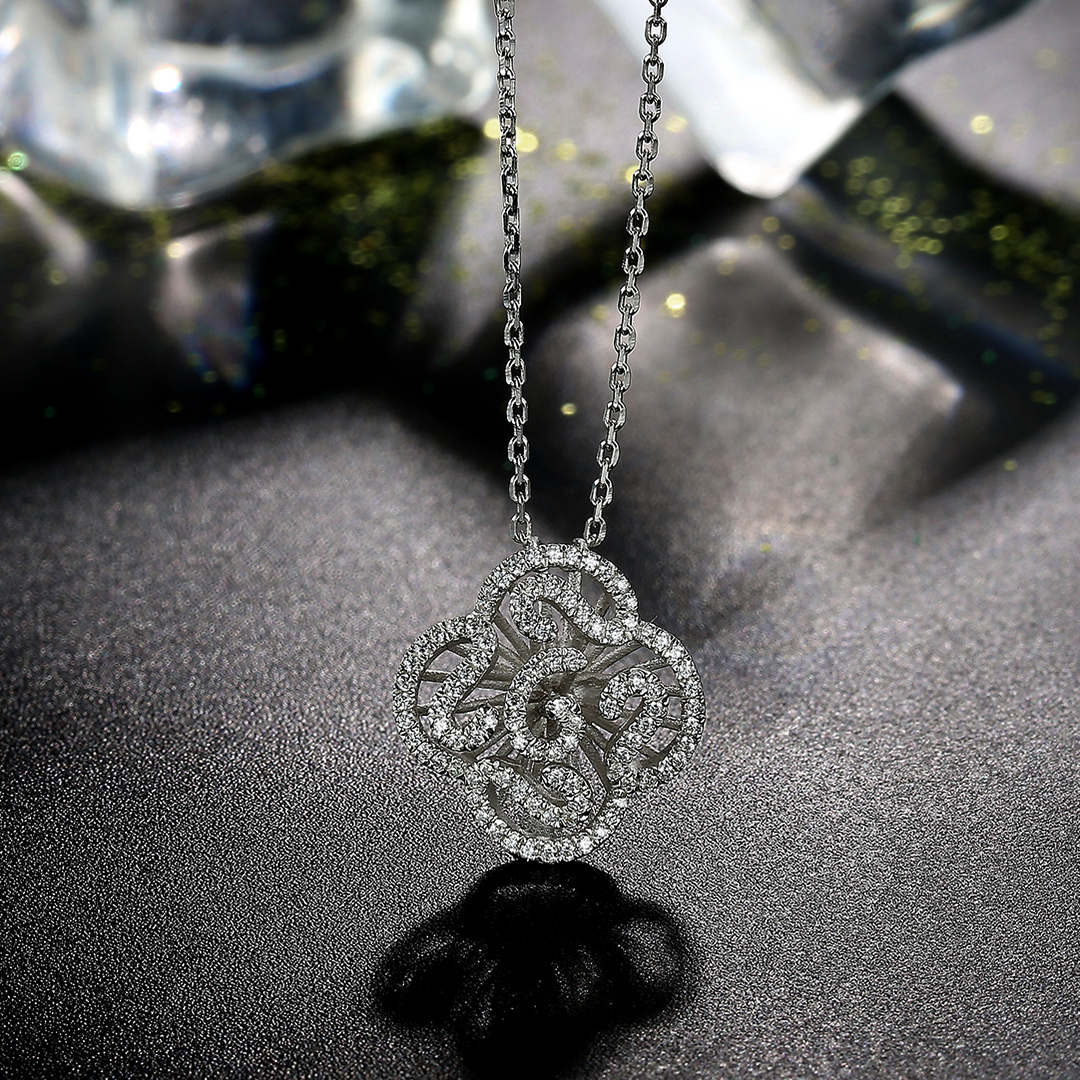 Fei Liu's Cascade Mini Pendant in sterling silver with shimmering cubic zirconia.