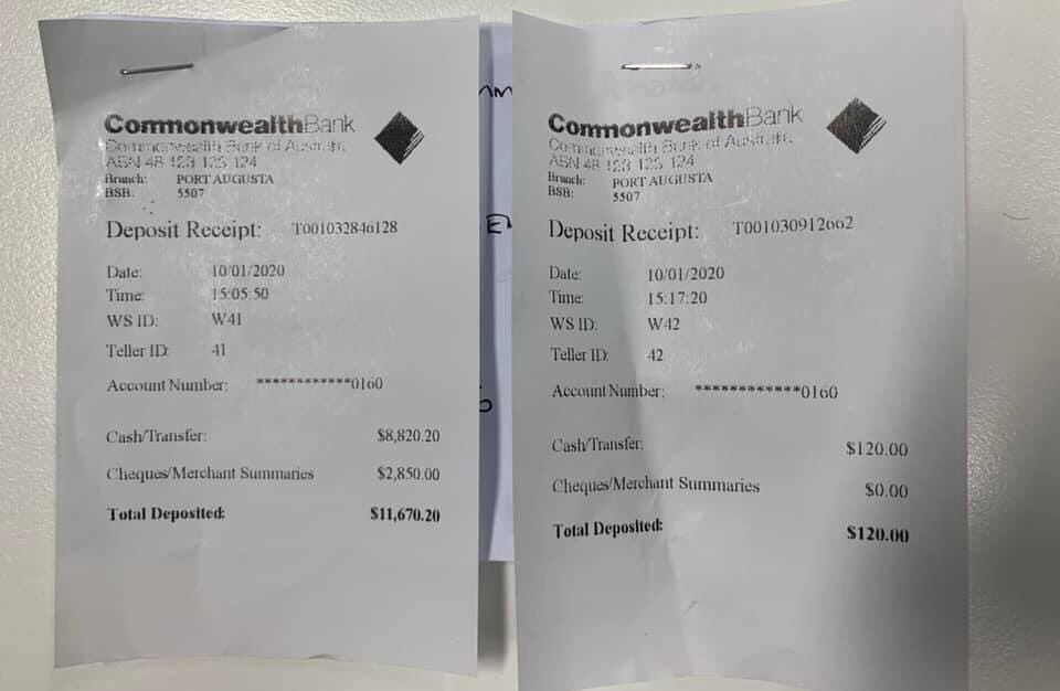 samjohnson4____'s tweet photo. 💰💰💰$11,790.20 💰💰💰

Today the money raised at our recent movie night 🎥🍿 fundraiser was banked to support the SA Bushfire Appeal. The money has been deposited as “Port Augusta Community Donation”

A HUGE thank you to Port Augusta!

Let us still continue to support.

🙏 😊 https://t.co/ZSEXN8GJmP