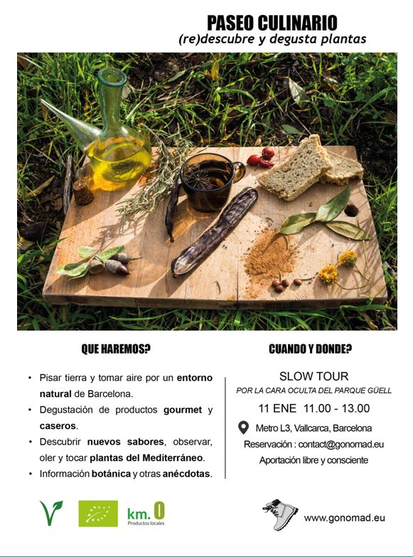 Més activitats que ens arriben sobre #plantes a #Vallcarca!

Passeig gastrobotànic per observar, tocar, olorar i degustar plantes silvestres, connectant amb l'entorn i practicant el #ConsumConscient.

🗓️ Dissabte 11 de gener, d'11 a 13h.
Aportació voluntària.

#SlowTour #botànica