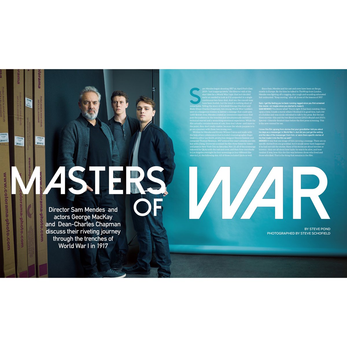***NEW WORK***

Steve Schofield shoots Director Sam Mendes and stars of his film ‘1917’ George MacKay and Dean-Charles Chapman for The Wrap Magazine

To see more of Steve's work, Click Here:
johnparkinsonagency.co.uk/photographer/s…

#thewrap #portrait #editorial #photography #steveschofield